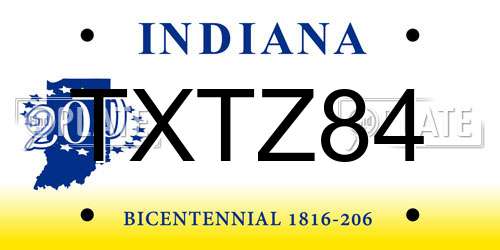 TXTZ84 Indiana License Plate