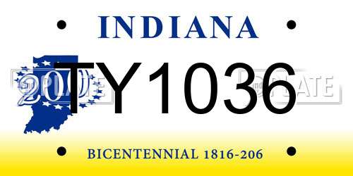 TY1036 Indiana License Plate