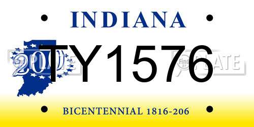 TY1576 Indiana License Plate
