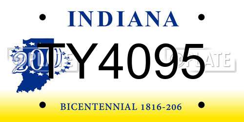 TY4095 Indiana License Plate