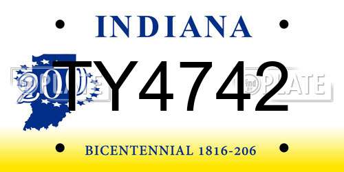 TY4742 Indiana License Plate