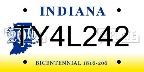 TY4L242 Indiana License Plate