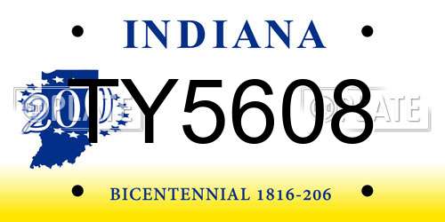 TY5608 Indiana License Plate