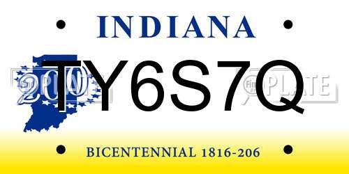 TY6S7Q Indiana License Plate