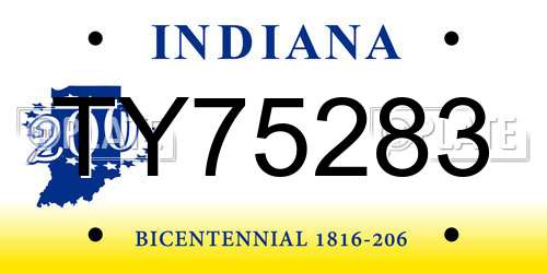 TY75283 Indiana License Plate