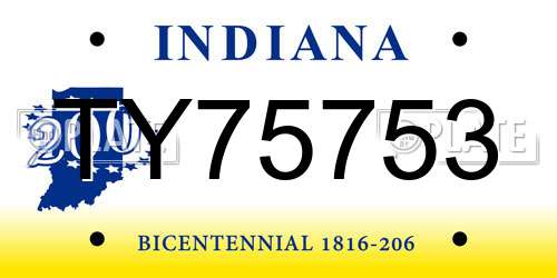TY75753 Indiana License Plate