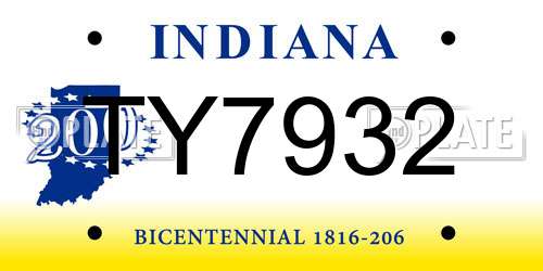 TY7932 Indiana License Plate