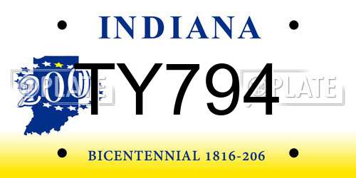 TY794 Indiana License Plate