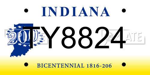 TY8824 Indiana License Plate