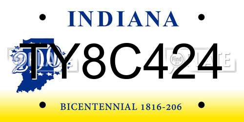TY8C424 Indiana License Plate