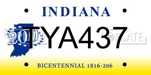 TYA437 Indiana License Plate