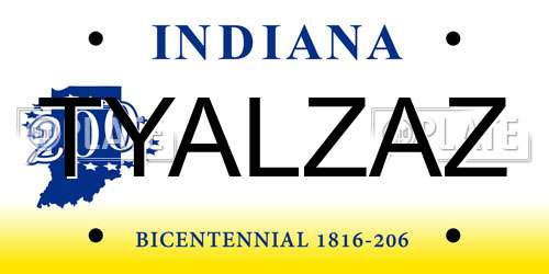 TYALZAZ Indiana License Plate