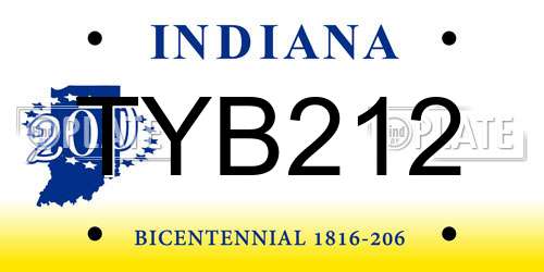 TYB212 Indiana License Plate