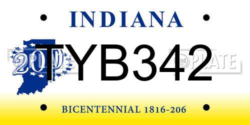 TYB342 Indiana License Plate