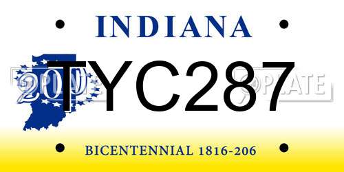 TYC287 Indiana License Plate