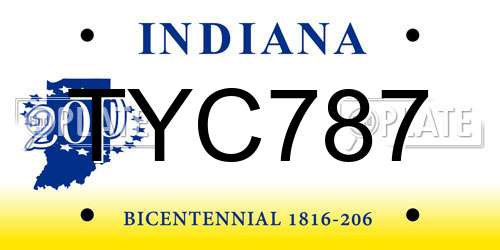 TYC787 Indiana License Plate