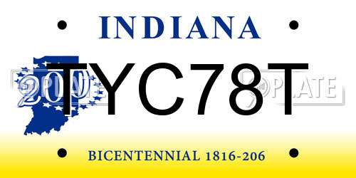 TYC78T Indiana License Plate