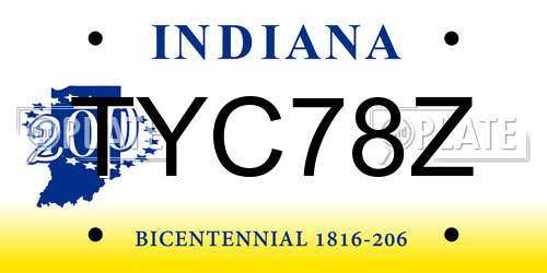TYC78Z Indiana License Plate