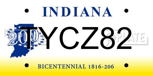 TYCZ82 Indiana License Plate