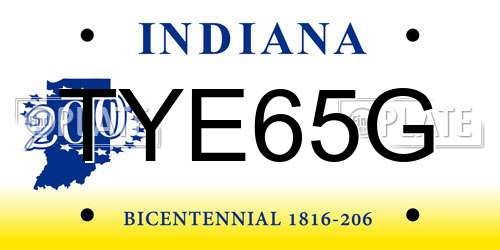 TYE65G Indiana License Plate