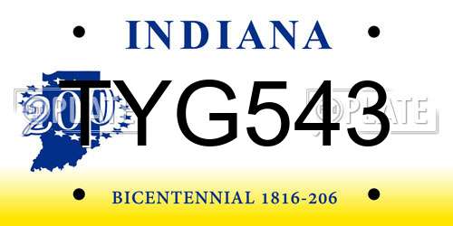 TYG543 Indiana License Plate