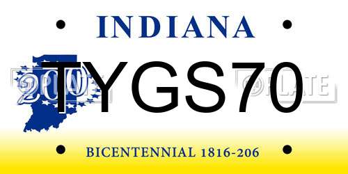 TYGS70 Indiana License Plate