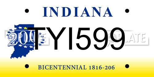 TYI599 Indiana License Plate