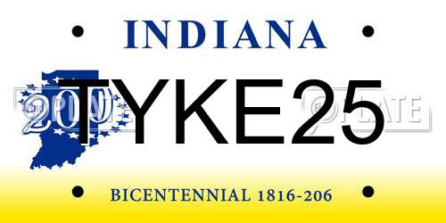 TYKE25 Indiana License Plate