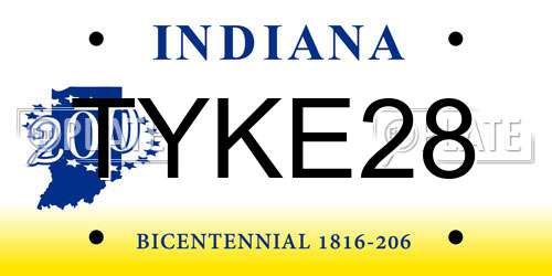 TYKE28 Indiana License Plate