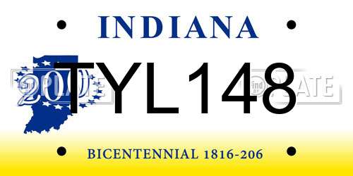 TYL148 Indiana License Plate