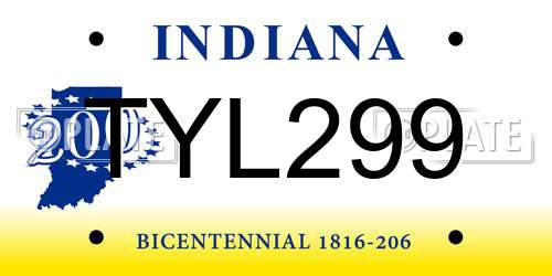 TYL299 Indiana License Plate