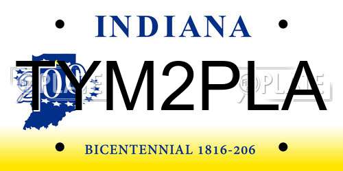 TYM2PLA Indiana License Plate