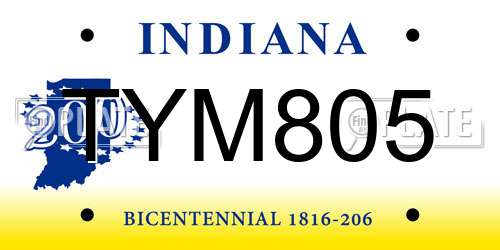 TYM805 Indiana License Plate