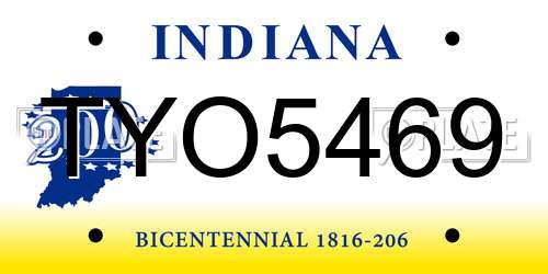 TYO5469 Indiana License Plate