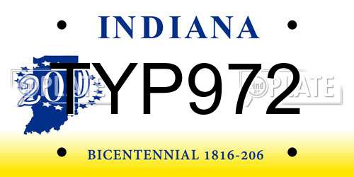 TYP972 Indiana License Plate