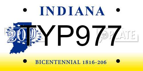 TYP977 Indiana License Plate