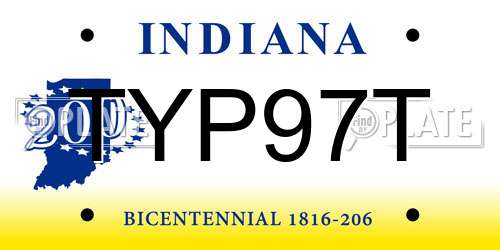 TYP97T Indiana License Plate
