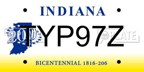 TYP97Z Indiana License Plate