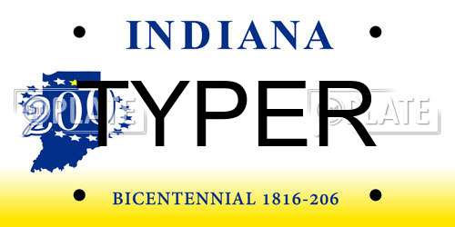 TYPER Indiana License Plate
