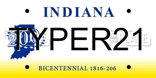 TYPER21 Indiana License Plate