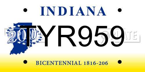 TYR959 Indiana License Plate