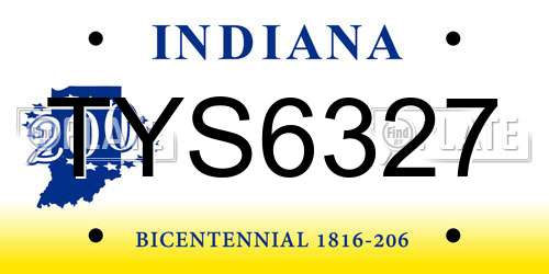 TYS6327 Indiana License Plate