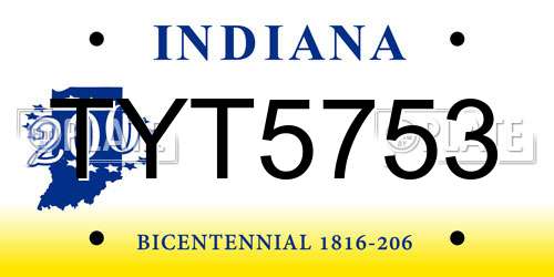 TYT5753 Indiana License Plate