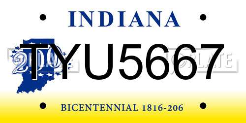 TYU5667 Indiana License Plate