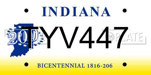 TYV447 Indiana License Plate