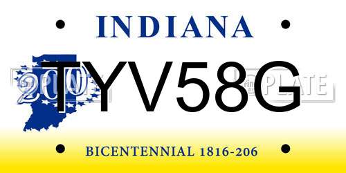 TYV58G Indiana License Plate