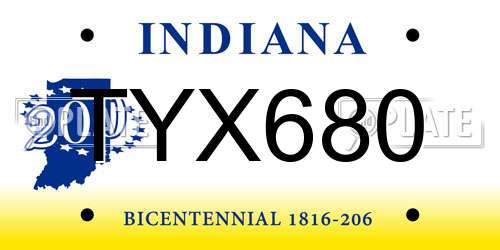TYX680 Indiana License Plate