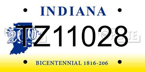 TZ11028 Indiana License Plate