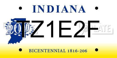 TZ1E2F Indiana License Plate