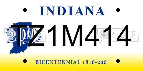 TZ1M414 Indiana License Plate